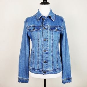 Wrangler Jean Jacket Denim Blue Vintage Button Trendy Boho Spring Summer Fall